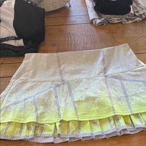 Lucky in Love Neon Yellow and Gray Mini Skirt